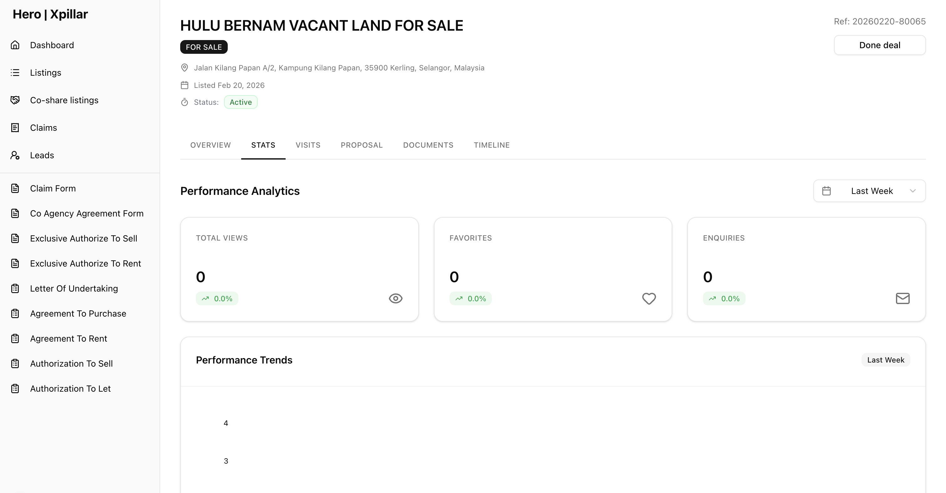 Xpillar Admin Portal: property statistics